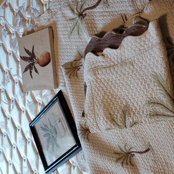 Palm Tree reversible bed spread, shams, pictures. - Picture 1 of 9